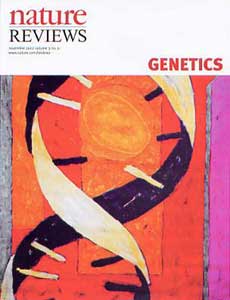 Gene Rising #1 on the cover of Nature Reviews Genetics, November 2002 - Lever de gène #1 sur la couveture de Nature Reviews Genetics, novembre 2002