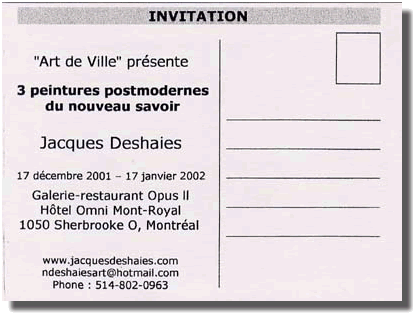 Postcard invitations for the exhibition - Invitations carte postale pour l'exposition