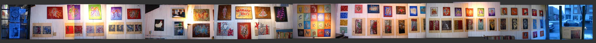 Panoramic view of exhibition at ATCG Gallery - Exposition à la Galerie ATCG, vue panoramique