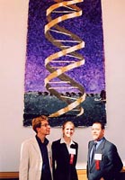 Peter, Danielle and Jacques in front of the painting at the National Undergraduate Bioethics Conference, "Genetics, Life Sciences and Art", University of Michigan, Ann Arbor, March 2004.