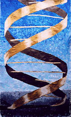 Neo-rupestrian DNA double helix (gold)